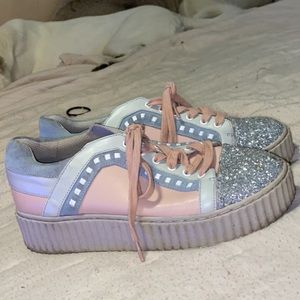 Stylish Platform Pink&Blue Glitter Shoes!